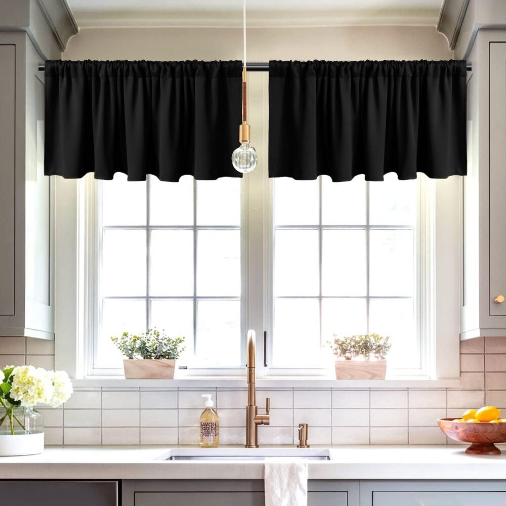 4PCS Blackout Valance Curtains for Kitchen - Window Treatment Light Blocking Sho